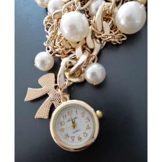 Stylish Luxury Pearls Bracelet Women’s Wrist Watch